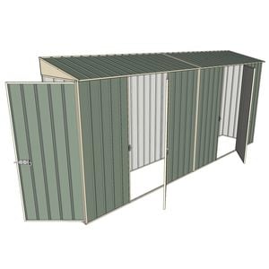 Build-a-Shed 0.8 x 4.5 x 2m Skillion Single Hinged Door Shed with Dual Single Hinged Side Doors - Green