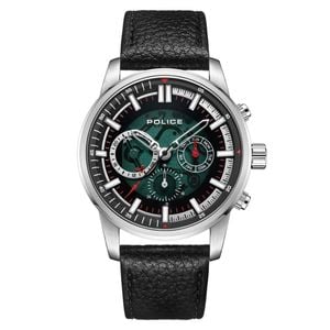 Police Greenlane Leather Band Green Dial Men's Watch (pewjf2227001)