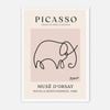 Galrie Picasso Minimalist Elephant Art Print - Iconic Line Drawing for Home Decor, White Frame, A1 60 x 84cm (23 x 33inch)