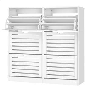 ALFORDSON 2x Shoe Cabinet Rack Flip Drawers White