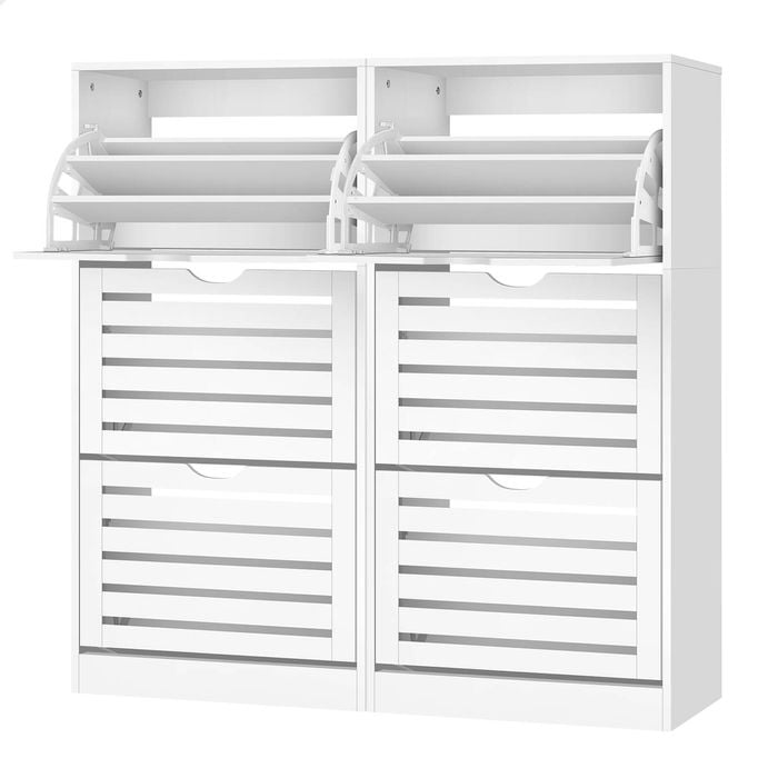 ALFORDSON 2x Shoe Cabinet Rack Flip Drawers White