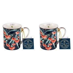2PK Australian Flora Eucalyptus 360ml Coffee Mug New Bone China
