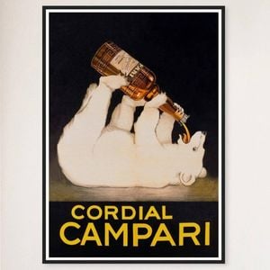 Stunning Campari Polar Bear Vintage Poster by Leonetto Cappiello - Art Deco, Black Frame, A1 60 x 84cm (23 x 33inch)