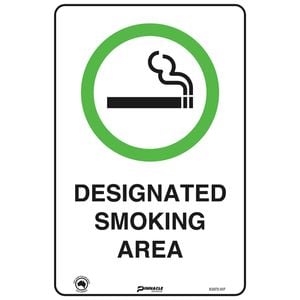 Pinnacle 300 x 200mm Poly Designated Smoking Area Sign