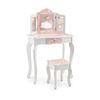 Costway 2 In 1 Kids Dressing Table Chair Set Vanity Makeup Desk Pink
