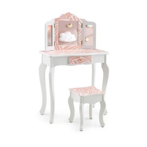 Costway 2 In 1 Kids Dressing Table Chair Set Vanity Makeup Desk Pink
