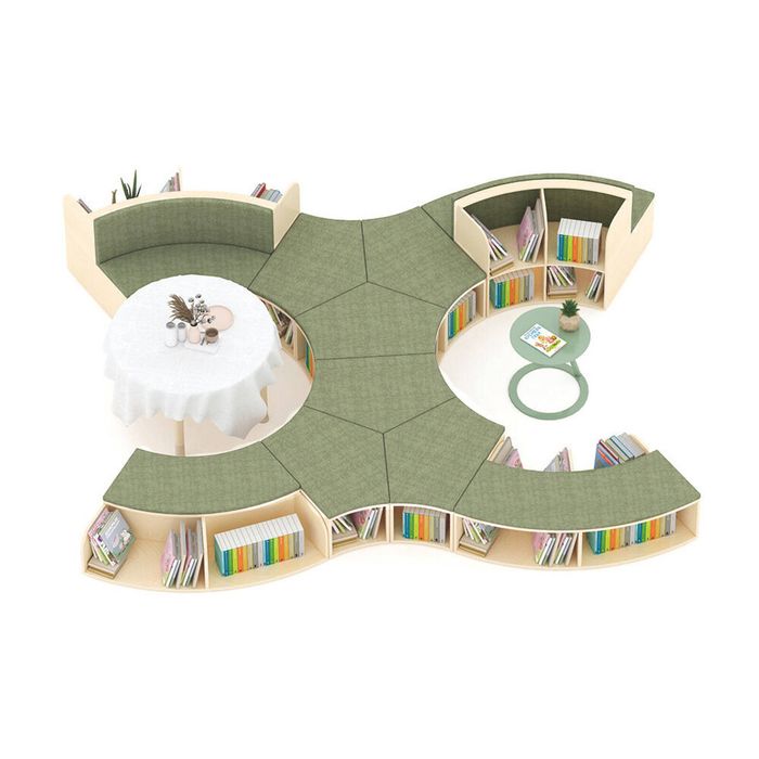Jooyes Puzzle Series Modular Reading Lounge with Storage and Seating Set