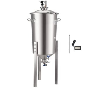 Vevor 8 Gal Stainless Steel Conical Fermenter Silver With Conical Bottom 3 Adjustable Legs For Wine