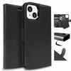 Tough On for Apple iPhone 13 Mini Case Magnetic Detachable Leather Black
