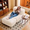 Advwin Big Bean Bag Chair Lazy Floor Sofa w/ Foldable Ottoman No Assembly Boneless Lounger Beige