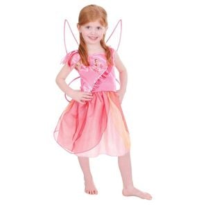 Disney Fairies Rosetta Halloween Costume with Layered Tutu Dress and Detachable Wings - Pink Colour, 4-6-YRS