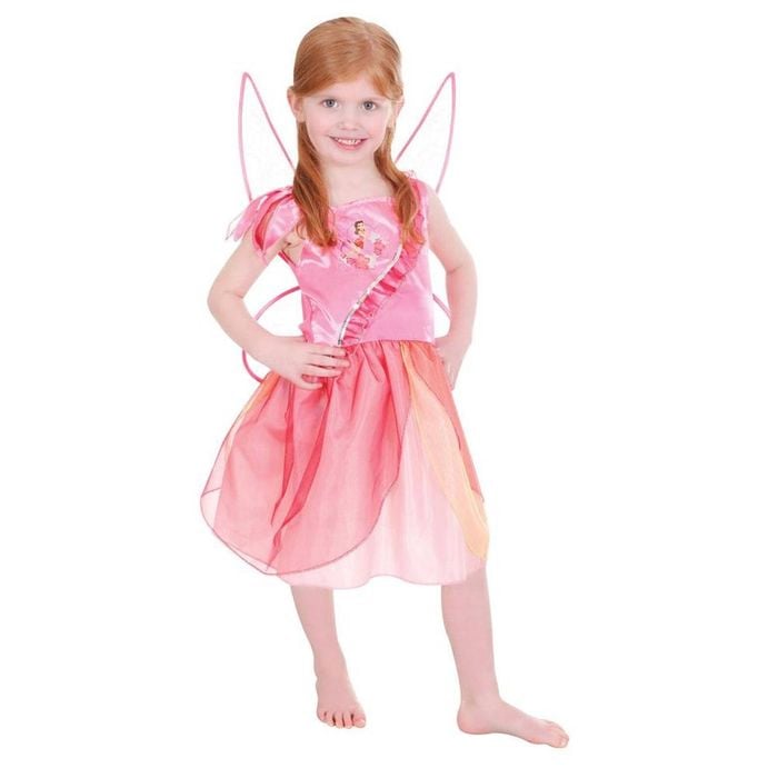Disney Fairies Rosetta Halloween Costume with Layered Tutu Dress and Detachable Wings - Pink Colour, 4-6-YRS