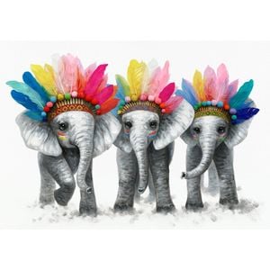P&P Elegant Elephants Canvas Print Wall Art - Modern Decorative Painting for Living Room, Bedroom, or Office 100×70×2.8cm