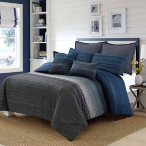 100% Cotton King Single Quilt Cover Set - GBBS- Grey/Blue/Black