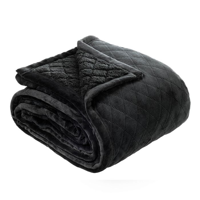 Bianca Mansfield Sherpa Blanket 480gsm Home/Room Bedding Charcoal Super King Bed