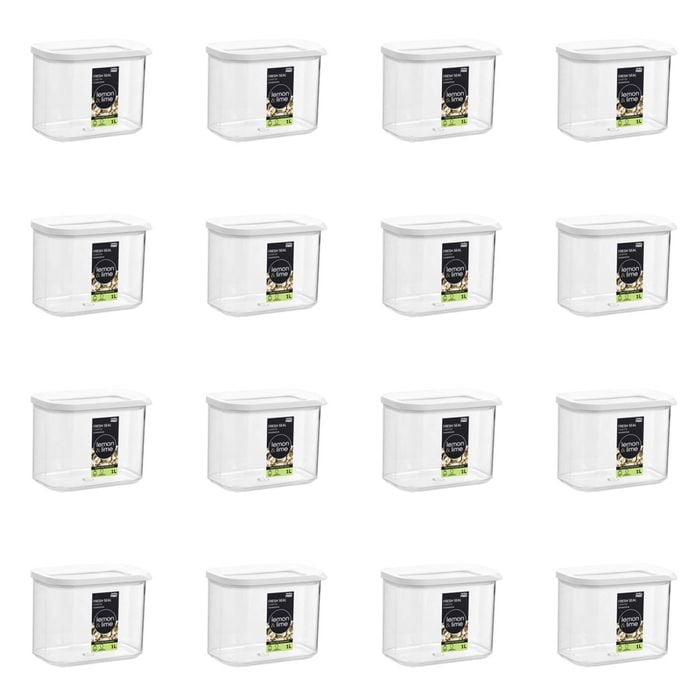 16PK Lemon & Lime 1L/14.5cm Fresh Seal Canister - White