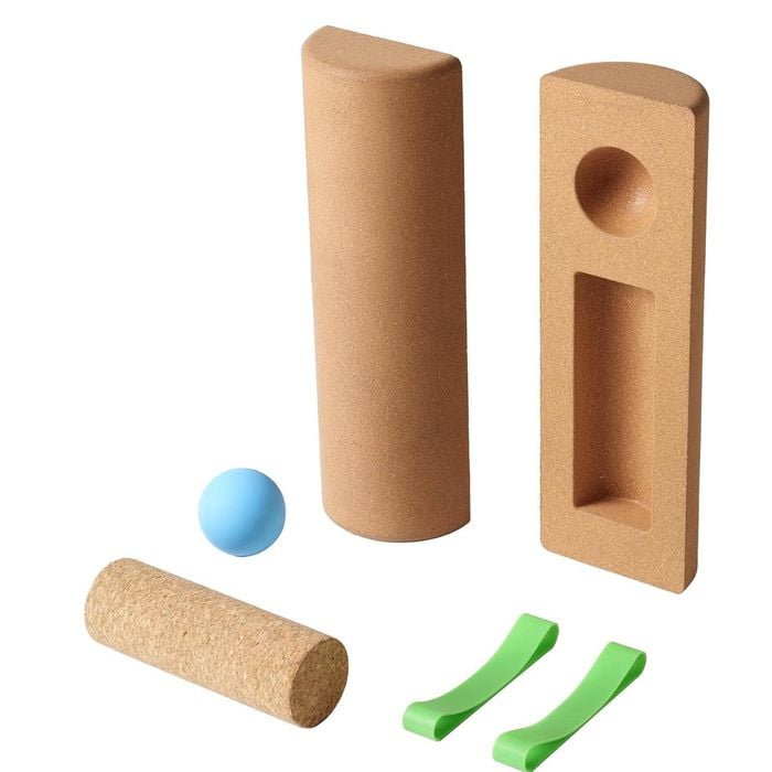 Fohoa 4-in-1 Cork Balance Board Set With Blocks, Roller, Massage Ball And Toe Bands