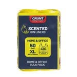Grunt 40L Kitchen Lemon Scented Tie Top Rubbish Bags 50 Pack Yellow