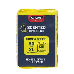 Grunt 40L Kitchen Lemon Scented Tie Top Rubbish Bags 50 Pack Yellow
