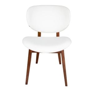 Sk Designer Living | Nobu Dining Chair | Walnut Legs - White Pu Leather