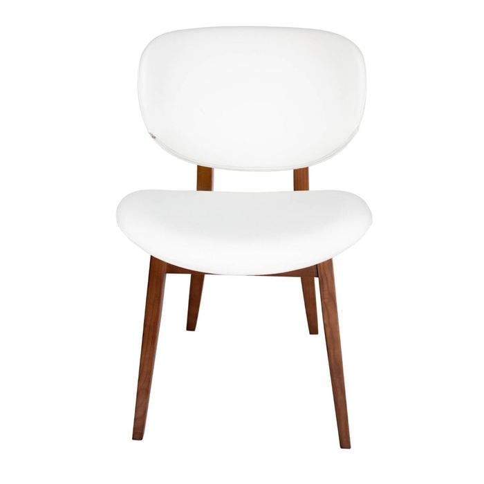 Sk Designer Living | Nobu Dining Chair | Walnut Legs - White Pu Leather