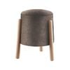 Natural Signature Single Pudding Stool with Comsmo Brown Fabric and Raw Natural Legs