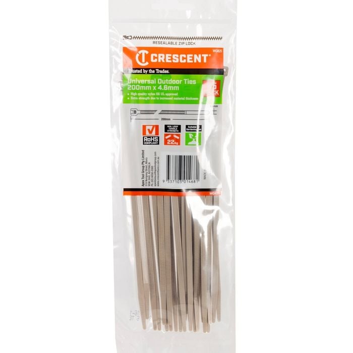 Crescent 200 x 4.6mm Outdoor Cable Ties - 25 Pack