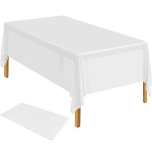 Table Cloth Cover Reusable & Washable Xmas Party 137cm x 274cm 54"x108" in White