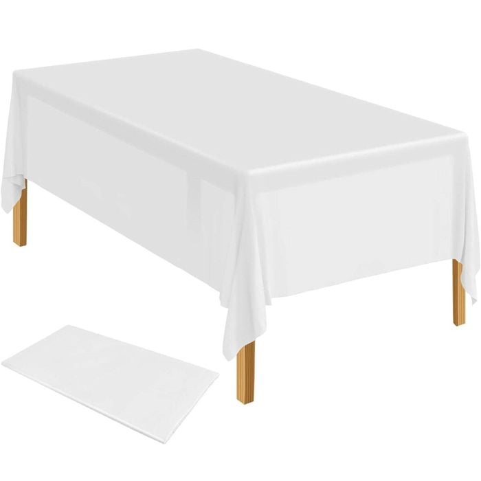 Table Cloth Cover Reusable & Washable Xmas Party 137cm x 274cm 54"x108" in White