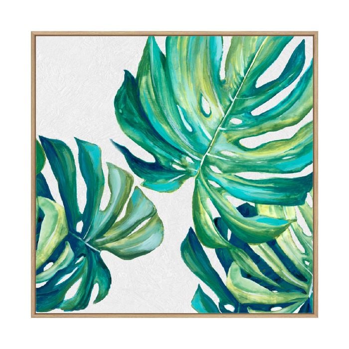 Artey | Botanical Monstera I - Framed Canvas - Natural Frame - 64 x 64cm
