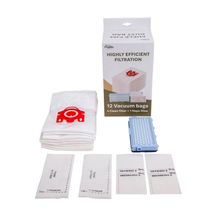 12 Miele Fjm Bags + 1 Hepa Filter (compatible)