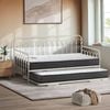 Oikiture Trundle Bed Frame Daybed Single Size Metal Base Beige with Mattress x2