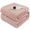 Laura Hill Electric Heated Blanket Throw Rug Soft Coral Fleece 9 Heat Settings - Pink