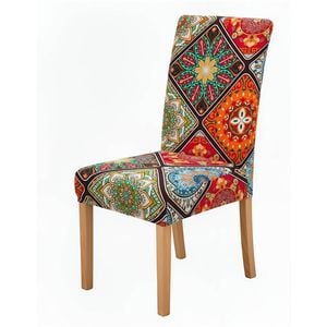 Anyseat Chair Cover Multicolor Floral Bohemian Style Elastic Slipcover Dining Decor