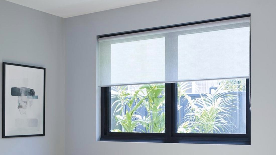 Sheer white indoor blind.