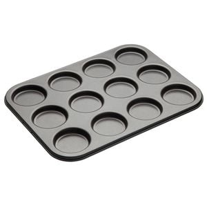 Mastercraft 35x27cm Heavy Base 12-Cup Non-Stick Macaron Pan - Black