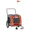 vidaXL Pet Bike Trailer Dog Stroller Orange and Grey Oxford Fabric and Iron