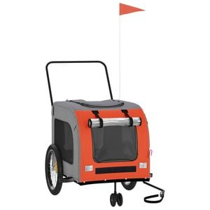 vidaXL Pet Bike Trailer Dog Stroller Orange and Grey Oxford Fabric and Iron