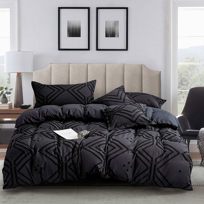 Fabric Fantastic Tufted Textured Jacquard King Size Black Quilt/doona/duvet Cover Set