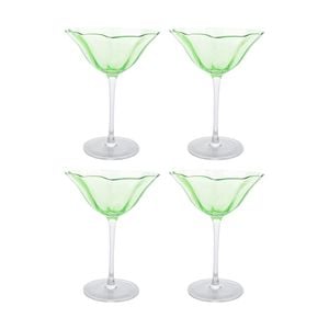4pk Lvd Decorative Poppy Cocktail Glass Barware/drinkware Cup Decor Green