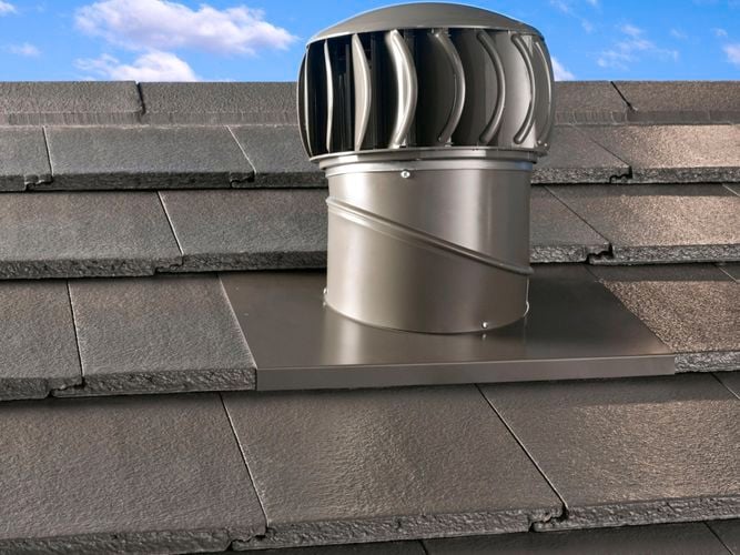 Roof mounted, powered ventilator