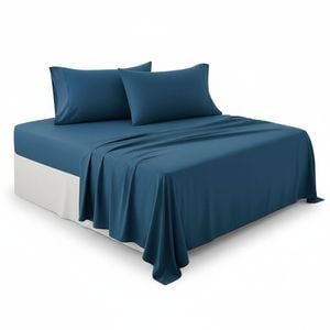 King Size Dark Teal Microfiber Bed Sheet Set, 36 cm Deep Pockets Lightweight Super Soft