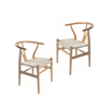 SD House Set of 2 - Hans Wegner Replica Wishbone Cord Dining Chair - Natural Beech