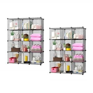 SOGA 2X Black 12-Cube Storage Shelf