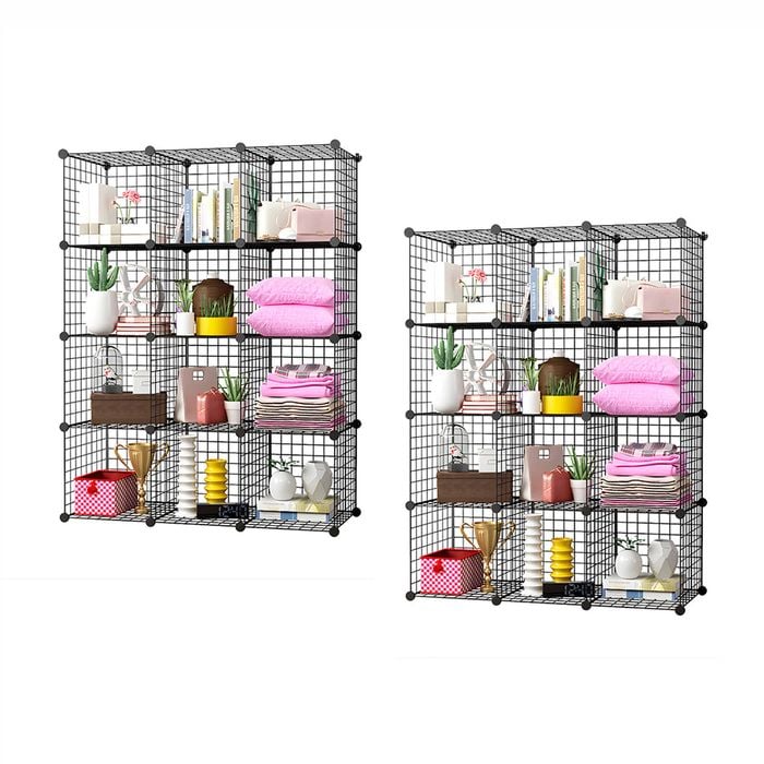 SOGA 2X Black 12-Cube Storage Shelf