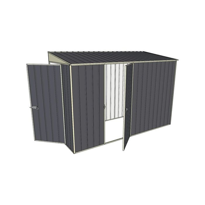 Build-A-Shed 1.2 x 3.0 x 2.0m Tunnel Shed Tunnel Hinged Door with 1 Hinged Side Door - Grey