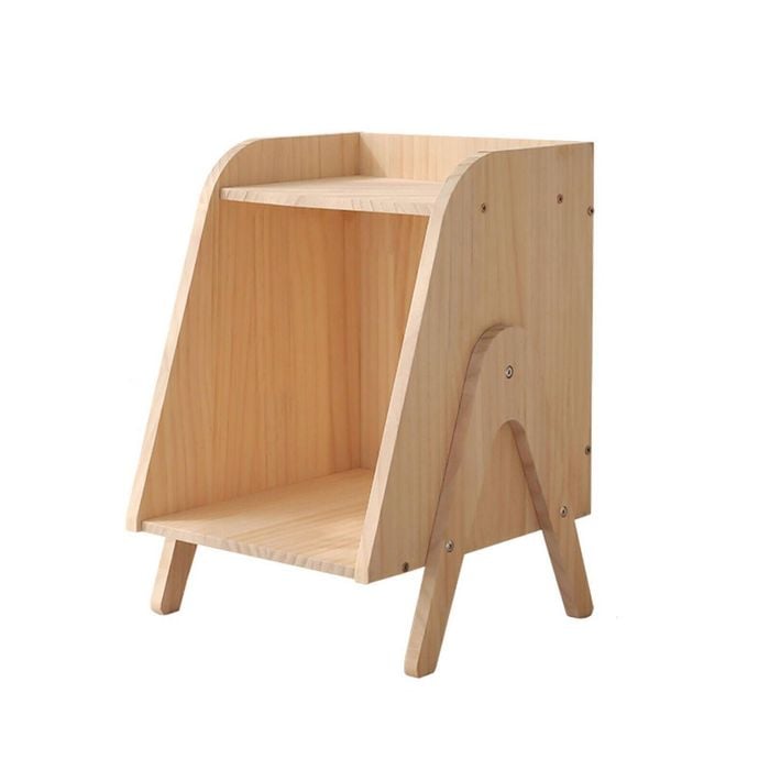 Lauft Solid Wood Side Table End Storage Shelf Bedside Table Bedroom Nightstand