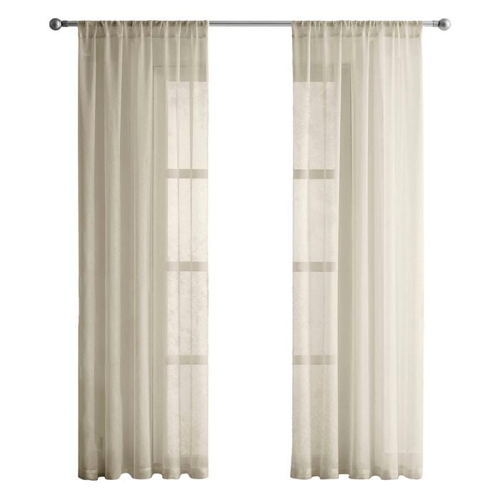 Mollers 140 x 223cm Natural Clonard Single Sheer Rod Pocket Curtain