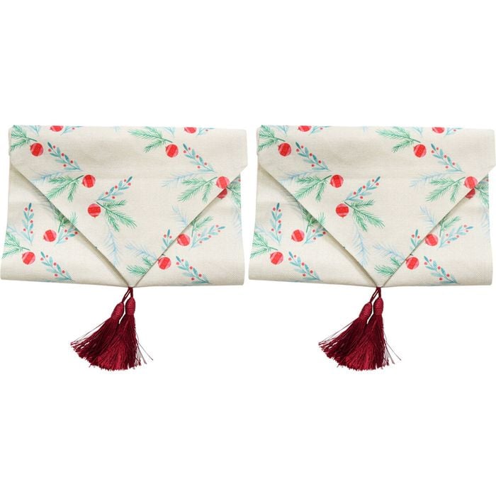 2PK LVD 33x180cm Linen Christmas Leaves Table Runner Home Decor