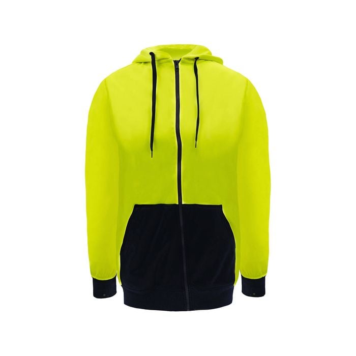 Craftright Yellow Hi Vis Zip Thru Hoodie - Large